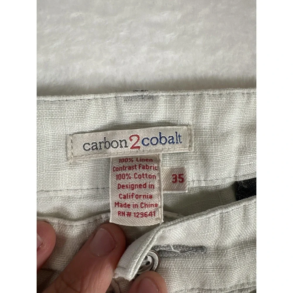 Carbon2cobalt Shorts Mens 35 White Linen Cotton Chino Lightweight Casual Summer‎